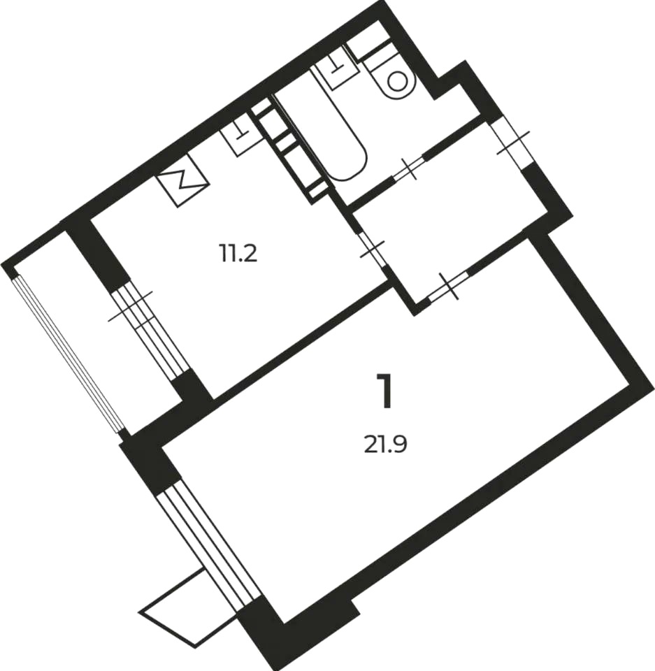 1-комнатная квартира в аренду, Москва, Родниковая ул. 5А — 58 000 ₽/мес