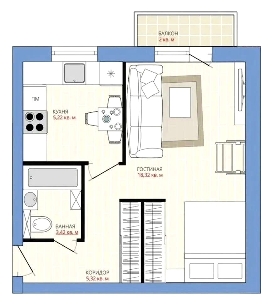 1-комнатная квартира в аренду, Москва, ул. Каховка, 21к1 — 70 000 ₽/мес